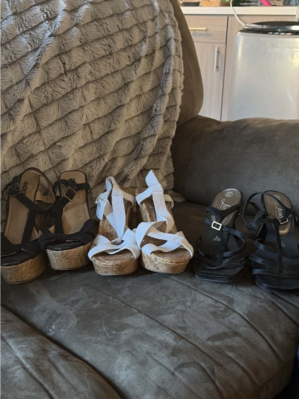 White Espadrille Platform Sandals with Ankle Strap - Women- shoe bundle!